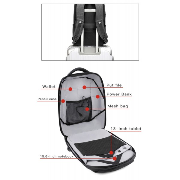 ARCTIC HUNTER τσάντα πλάτης B00193-BL με θήκη laptop 15.6, γκρι