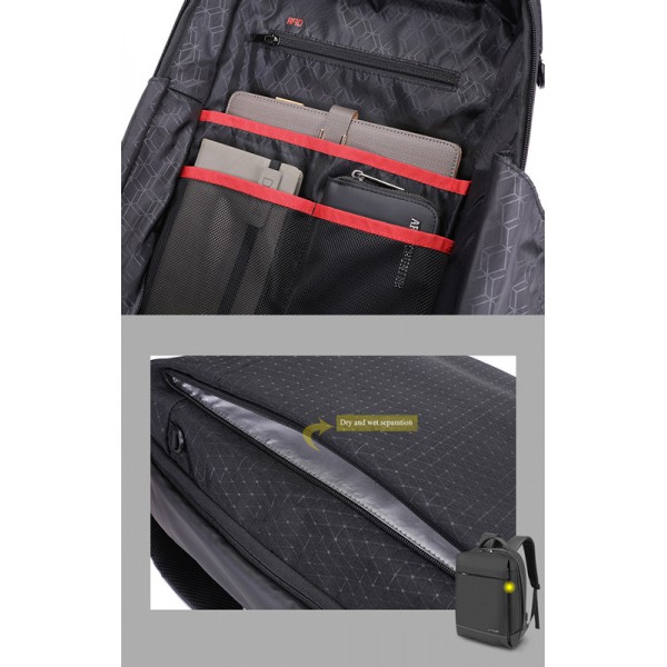 ARCTIC HUNTER τσάντα πλάτης B00348-BK με θήκη laptop 15.6, μαύρη
