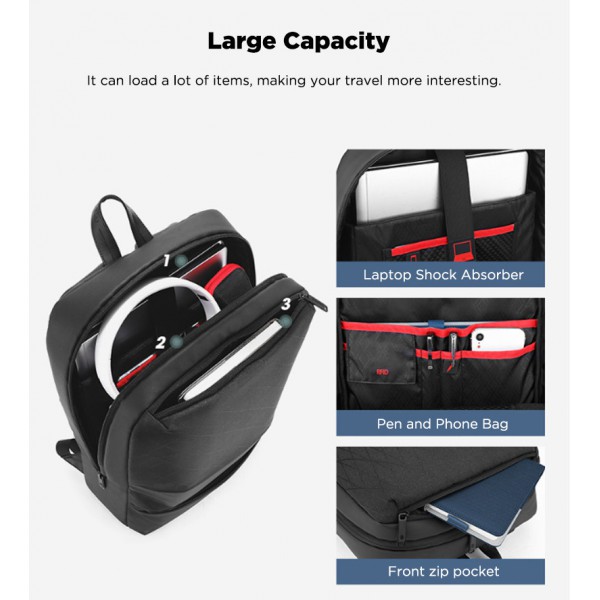 ARCTIC HUNTER τσάντα πλάτης B00360-BK με θήκη laptop 15.6", USB, μαύρη ARCTIC HUNTER τσάντα πλάτης B00360-BK με θήκη laptop 15.6", USB, μαύρη