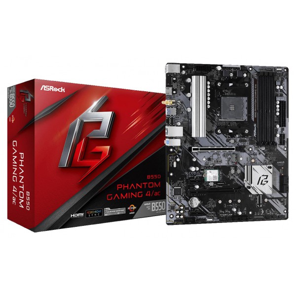 ASROCK μητρική B550 Phantom Gaming 4/ac, 4x DDR4, AM4, USB 3.2, ATX ASROCK μητρική B550 Phantom Gaming 4/ac, 4x DDR4, AM4, USB 3.2, ATX