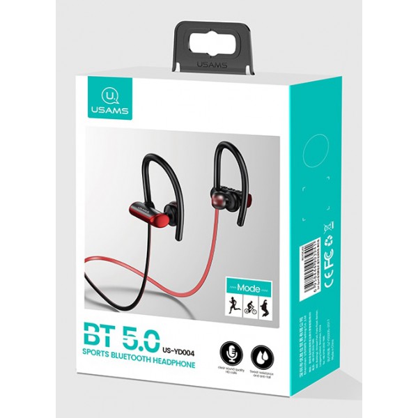 USAMS Bluetooth earphones US-YD004, BT 5.0, 90mAh, κόκκινο-μαύρο USAMS Bluetooth earphones US-YD004, BT 5.0, 90mAh, κόκκινο-μαύρο