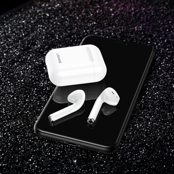 USAMS earphones US-ND001 με θήκη φόρτισης, True Wireless, λευκά USAMS earphones US-ND001 με θήκη φόρτισης, True Wireless, λευκά