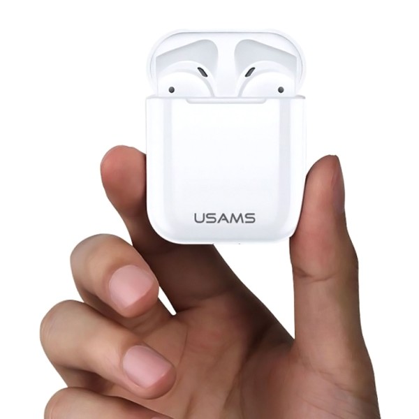 USAMS earphones US-ND001 με θήκη φόρτισης, True Wireless, λευκά USAMS earphones US-ND001 με θήκη φόρτισης, True Wireless, λευκά