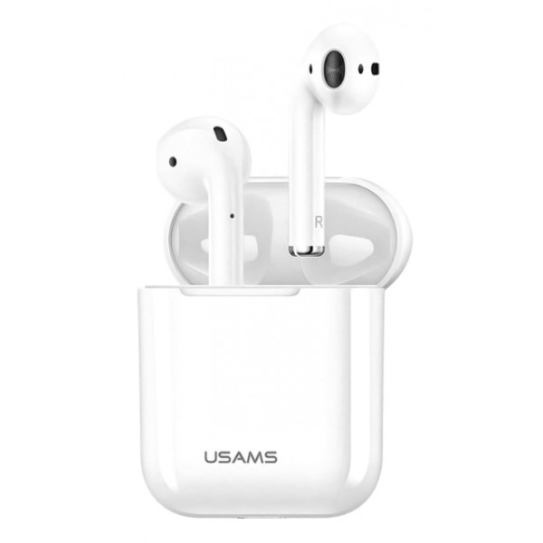 USAMS earphones US-ND001 με θήκη φόρτισης, True Wireless, λευκά USAMS earphones US-ND001 με θήκη φόρτισης, True Wireless, λευκά