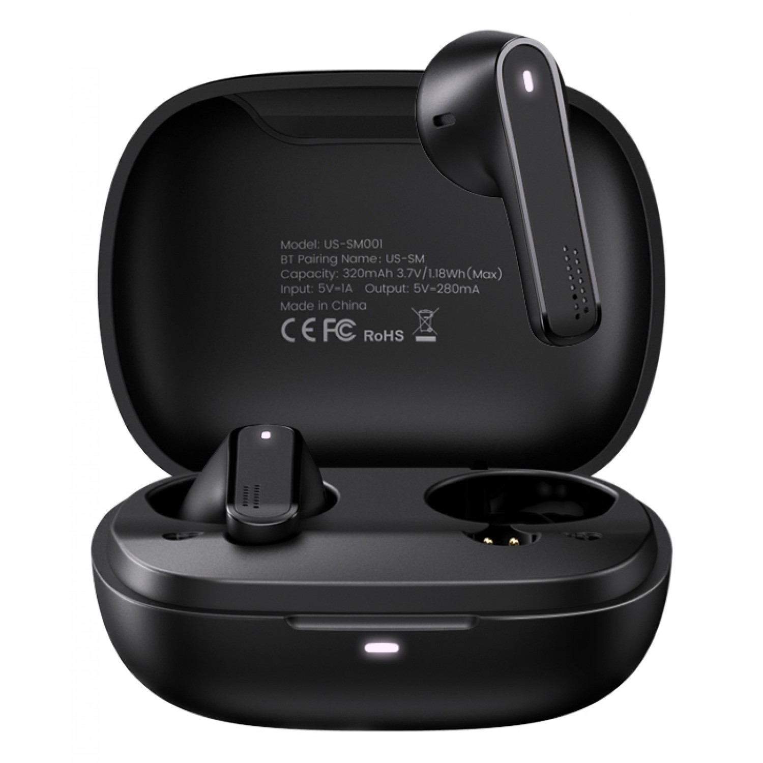 USAMS earbuds US-SM001 με θήκη φόρτισης, True Wireless, μαύρα USAMS earbuds US-SM001 με θήκη φόρτισης, True Wireless, μαύρα