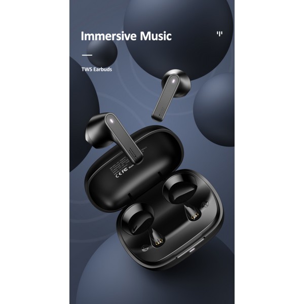 USAMS earbuds US-SM001 με θήκη φόρτισης, True Wireless, μαύρα USAMS earbuds US-SM001 με θήκη φόρτισης, True Wireless, μαύρα