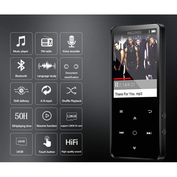 BENJIE MP4 Player BJ-A12PLUS-K11, Bluetooth, 2.4" OLED, 8GB, μαύρο