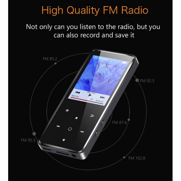 BENJIE MP4 Player BJ-A12PLUS-K11, Bluetooth, 2.4" OLED, 8GB, μαύρο