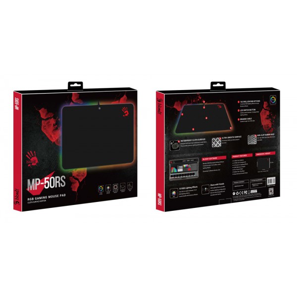 BLOODY Gaming Mousepad BLD-MP-50RS, με RGB LED backlit, 35.8x25.6cm BLOODY Gaming Mousepad BLD-MP-50RS, με RGB LED backlit, 35.8x25.6cm