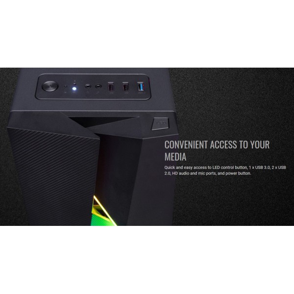 AEROCOOL PC case mid tower BOLT-A-BK-V1, 194x444x410mm, 1x fan