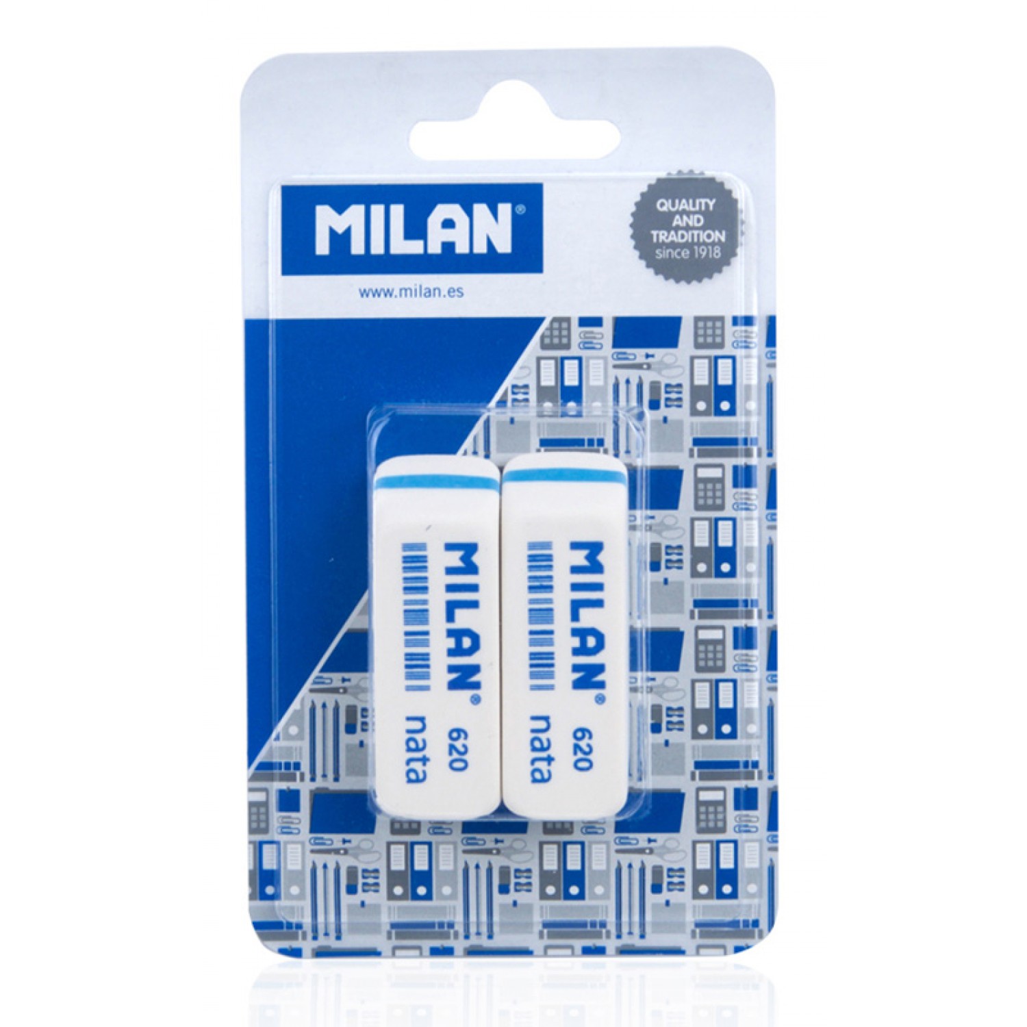 MILAN γόμα 620 BPM10044MP, παραλληλόγραμη 55 x 20 x 15mm, σετ 2τμχ