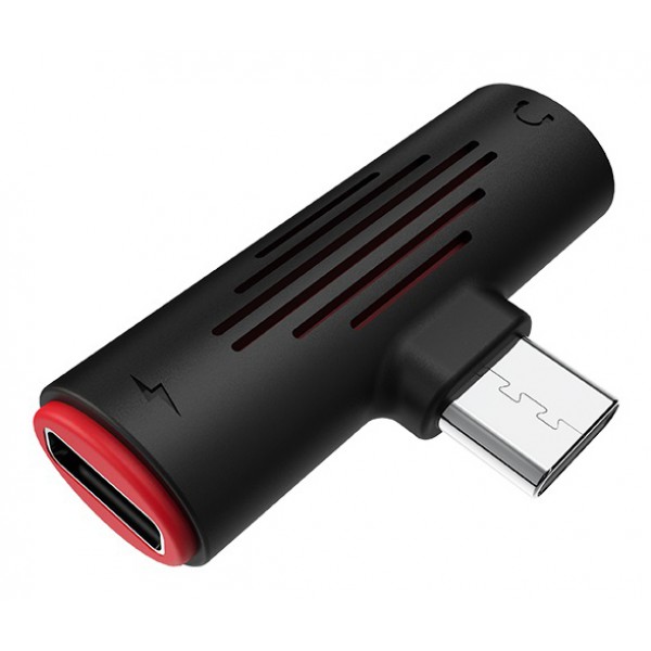 BOROFONE αντάπτορας BV8C 2in1, Type-C σε Type-C & 3.5mm, μαύρος