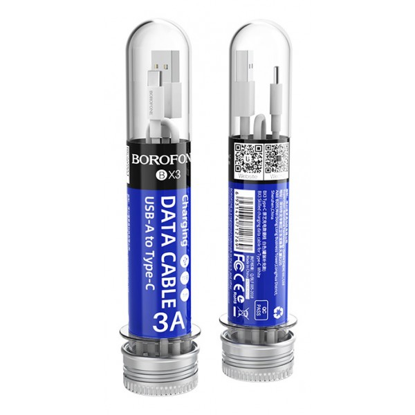 BOROFONE stand καλωδίων BX3 USB σε Type-C, 1m, 30τμχ, λευκό BOROFONE stand καλωδίων BX3 USB σε Type-C, 1m, 30τμχ, λευκό