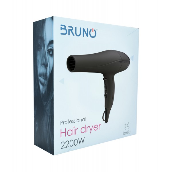 BRUNO Σεσουάρ μαλλιών BRN-0005, 2200W, με ιονιστή, 2x στόμια, AC motor BRUNO Σεσουάρ μαλλιών BRN-0005, 2200W, με ιονιστή, 2x στόμια, AC motor