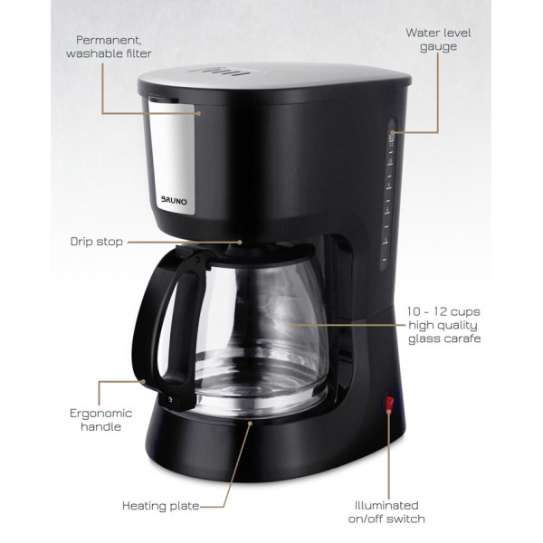 BRUNO Καφετιέρα φίλτρου BRN-0031, 1000W, 1.5lt BRUNO Καφετιέρα φίλτρου BRN-0031, 1000W, 1.5lt