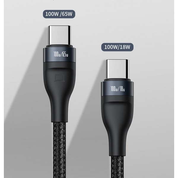 BASEUS καλώδιο USB Type-C σε 2x USB Type-C CA1T2-C01, 100W, 1.5m, μαύρο