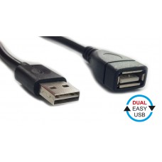 POWERTECH Καλώδιο USB 2.0 (M) σε USB 2.0 (F), Dual Easy USB, 1.5m, Black
