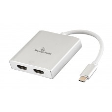 POWERTECH αντάπτορας Type-C σε 2x HDMI CAB-UC033, 4K 30Hz, IC TL8712