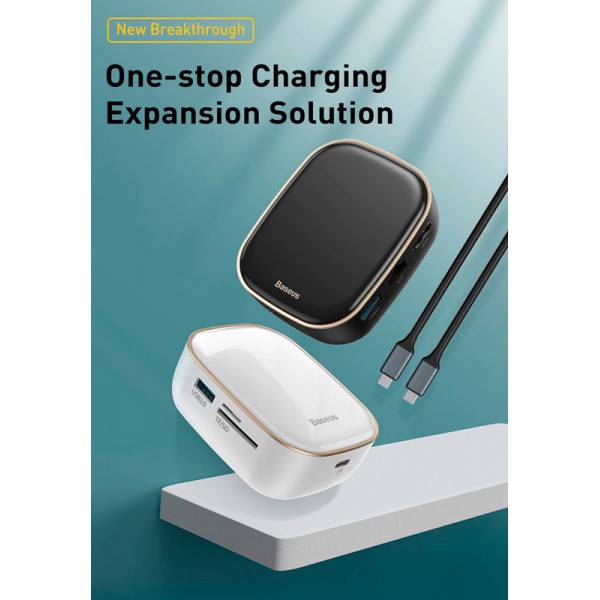 BASEUS USB Type-C hub CAHUB-AU02, 2x USB, HDMI, SD/TF, RJ45, λευκό BASEUS USB Type-C hub CAHUB-AU02, 2x USB, HDMI, SD/TF, RJ45, λευκό