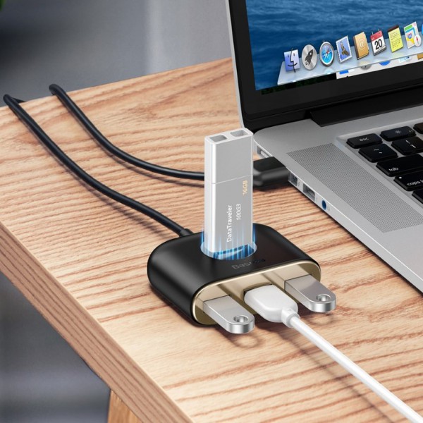 BASEUS USB hub CAHUB-AY01, 1x USB 3.0, 3x USB 2.0, μαύρο BASEUS USB hub CAHUB-AY01, 1x USB 3.0, 3x USB 2.0, μαύρο