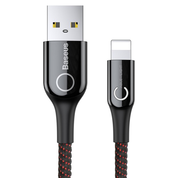BASEUS καλώδιο USB σε Lightning CALCD-01, LED, 2.4A, 1m, μαύρο BASEUS καλώδιο USB σε Lightning CALCD-01, LED, 2.4A, 1m, μαύρο