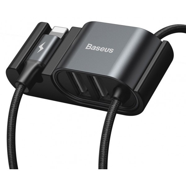 BASEUS καλώδιο αυτοκινήτου USB σε Lightning CALHZ-01, 2x USB, 3A, μαύρο BASEUS καλώδιο αυτοκινήτου USB σε Lightning CALHZ-01, 2x USB, 3A, μαύρο