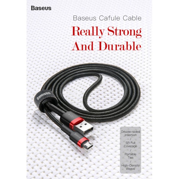 BASEUS καλώδιο USB σε Micro CAMKLF-C91, 1.5A, 2m, μαύρο-κόκκινο BASEUS καλώδιο USB σε Micro CAMKLF-C91, 1.5A, 2m, μαύρο-κόκκινο