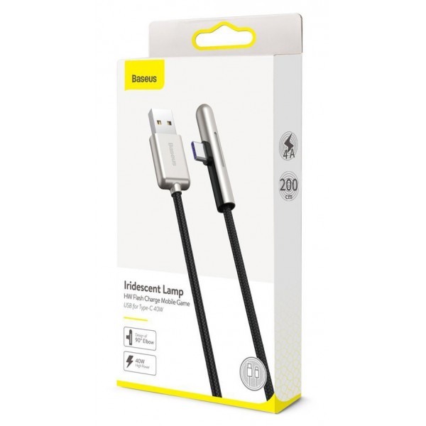 BASEUS καλώδιο USB σε Type-C CAT7C-C01, LED, 4A 40W, 2m, μαύρο BASEUS καλώδιο USB σε Type-C CAT7C-C01, LED, 4A 40W, 2m, μαύρο