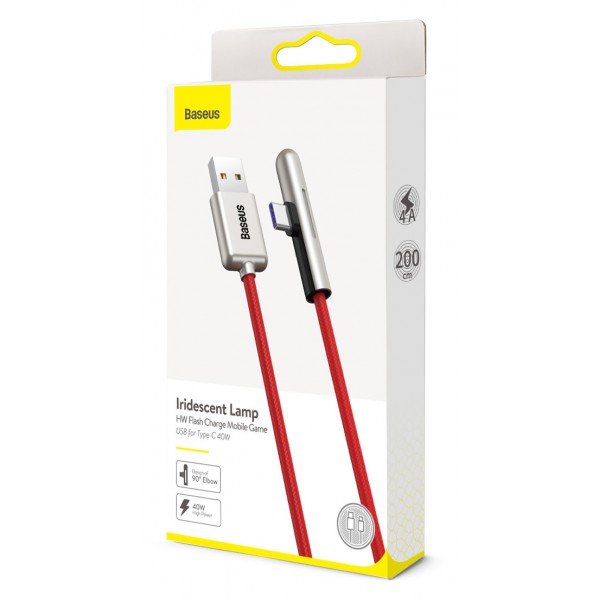 BASEUS καλώδιο USB σε Type-C CAT7C-C09, LED, 4A 40W, 2m, κόκκινο BASEUS καλώδιο USB σε Type-C CAT7C-C09, LED, 4A 40W, 2m, κόκκινο