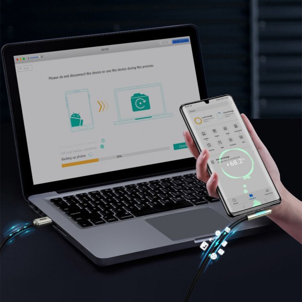 BASEUS καλώδιο USB σε Type-C CAT7C-C09, LED, 4A 40W, 2m, κόκκινο BASEUS καλώδιο USB σε Type-C CAT7C-C09, LED, 4A 40W, 2m, κόκκινο