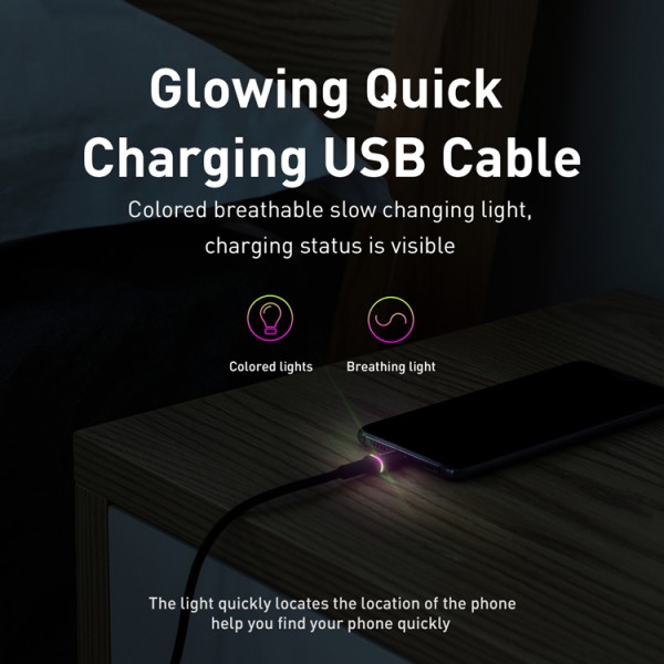 BASEUS καλώδιο USB σε USB Type-C CATGH-H09, LED, 5A 40W, 2m, κόκκινο BASEUS καλώδιο USB σε USB Type-C CATGH-H09, LED, 5A 40W, 2m, κόκκινο