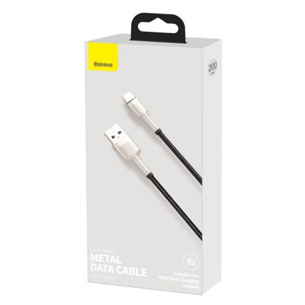 BASEUS καλώδιο USB σε USB Type-C CATJK-B01, 40W, 2m, μαύρο BASEUS καλώδιο USB σε USB Type-C CATJK-B01, 40W, 2m, μαύρο