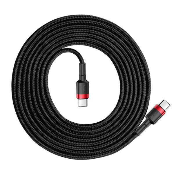 BASEUS καλώδιο USB Type-C CATKLF-G91, 3A 60W, PD2.0, 1m, μαύρο-κόκκινο BASEUS καλώδιο USB Type-C CATKLF-G91, 3A 60W, PD2.0, 1m, μαύρο-κόκκινο