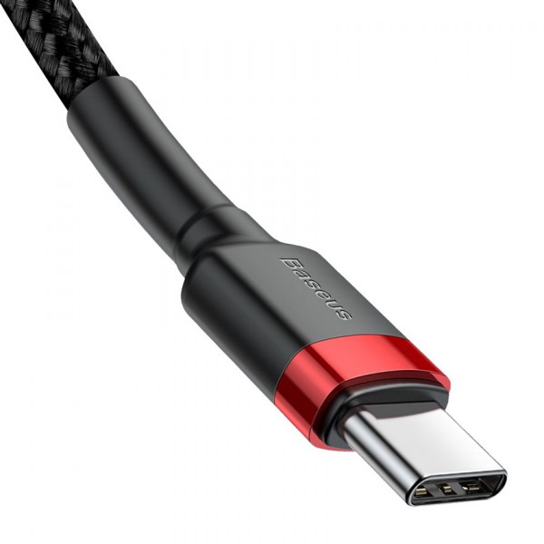 BASEUS καλώδιο USB Type-C CATKLF-G91, 3A 60W, PD2.0, 1m, μαύρο-κόκκινο BASEUS καλώδιο USB Type-C CATKLF-G91, 3A 60W, PD2.0, 1m, μαύρο-κόκκινο