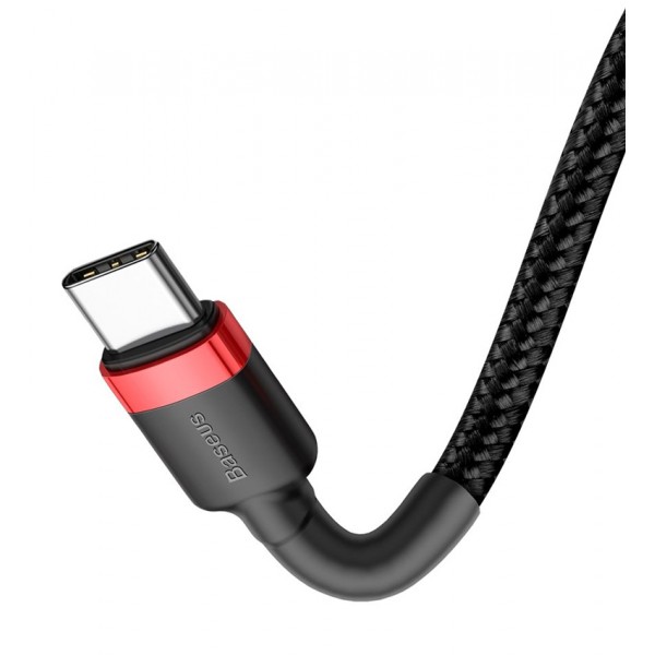 BASEUS καλώδιο USB Type-C CATKLF-G91, 3A 60W, PD2.0, 1m, μαύρο-κόκκινο BASEUS καλώδιο USB Type-C CATKLF-G91, 3A 60W, PD2.0, 1m, μαύρο-κόκκινο