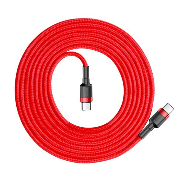BASEUS καλώδιο USB Type-C CATKLF-H09, 3A 60W, PD2.0, 2m, κόκκινο BASEUS καλώδιο USB Type-C CATKLF-H09, 3A 60W, PD2.0, 2m, κόκκινο