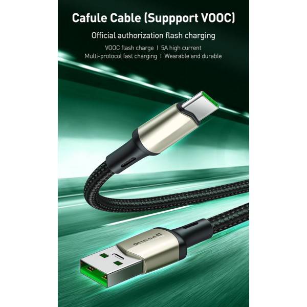 BASEUS καλώδιο USB σε USB Type-C CATKLF-VA01, VOOC, 5A, 1m, μαύρο