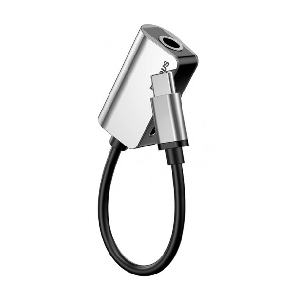 BASEUS καλώδιο type-C σε type-C & 3.5mm CATL40-0S, 12cm, ασημί BASEUS καλώδιο type-C σε type-C & 3.5mm CATL40-0S, 12cm, ασημί