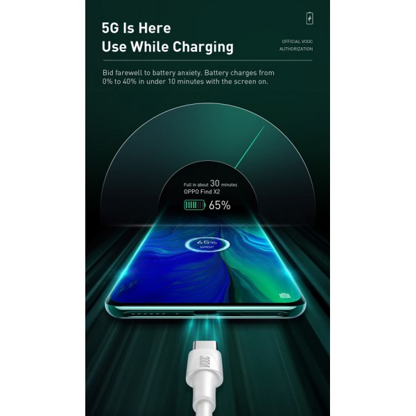 BASEUS καλώδιο USB σε USB Type-C CATSW-F02, VOOC, 5A, 1m, λευκό BASEUS καλώδιο USB σε USB Type-C CATSW-F02, VOOC, 5A, 1m, λευκό