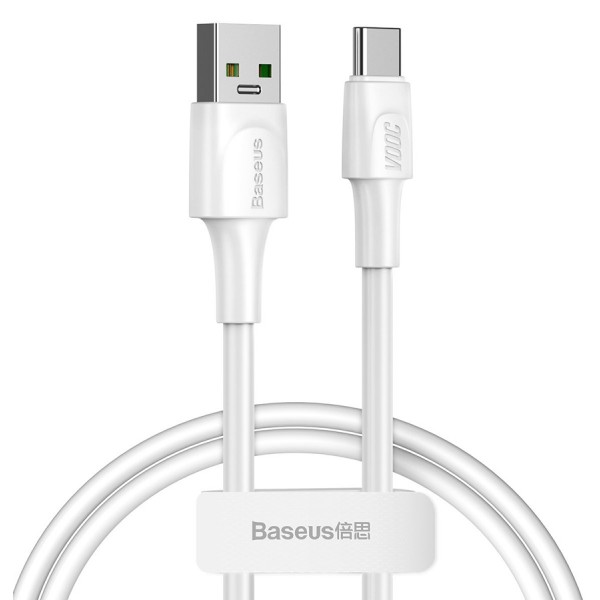 BASEUS καλώδιο USB σε USB Type-C CATSW-F02, VOOC, 5A, 1m, λευκό BASEUS καλώδιο USB σε USB Type-C CATSW-F02, VOOC, 5A, 1m, λευκό