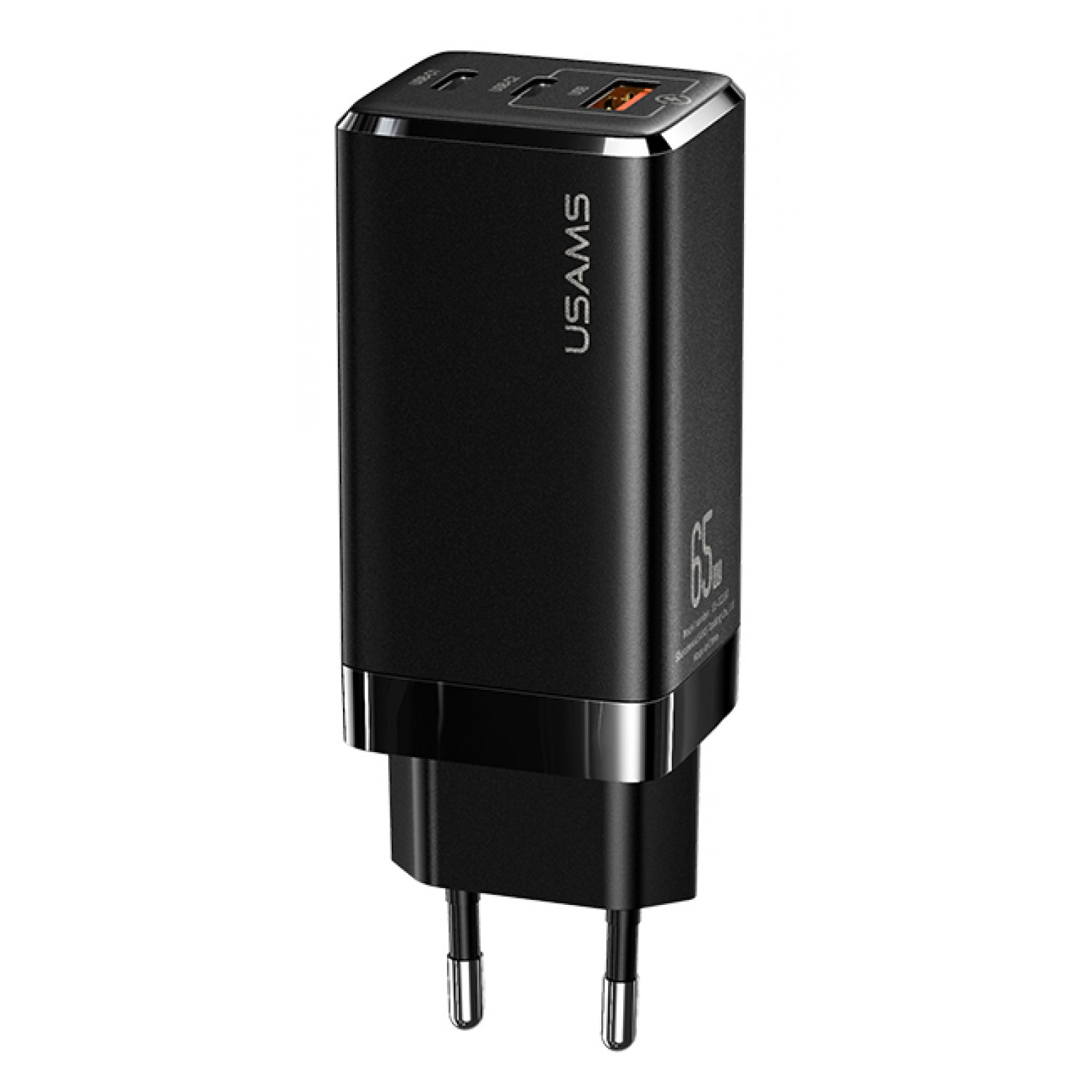 USAMS φορτιστής τοίχου US-CC110, USB & 2x USB Type-C, 65W 3A, μαύρος USAMS φορτιστής τοίχου US-CC110, USB & 2x USB Type-C, 65W 3A, μαύρος