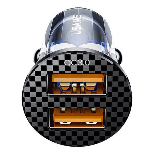 USAMS USB φορτιστής αυτοκινήτου US-CC122, 2x USB, 36W, διάφανος USAMS USB φορτιστής αυτοκινήτου US-CC122, 2x USB, 36W, διάφανος