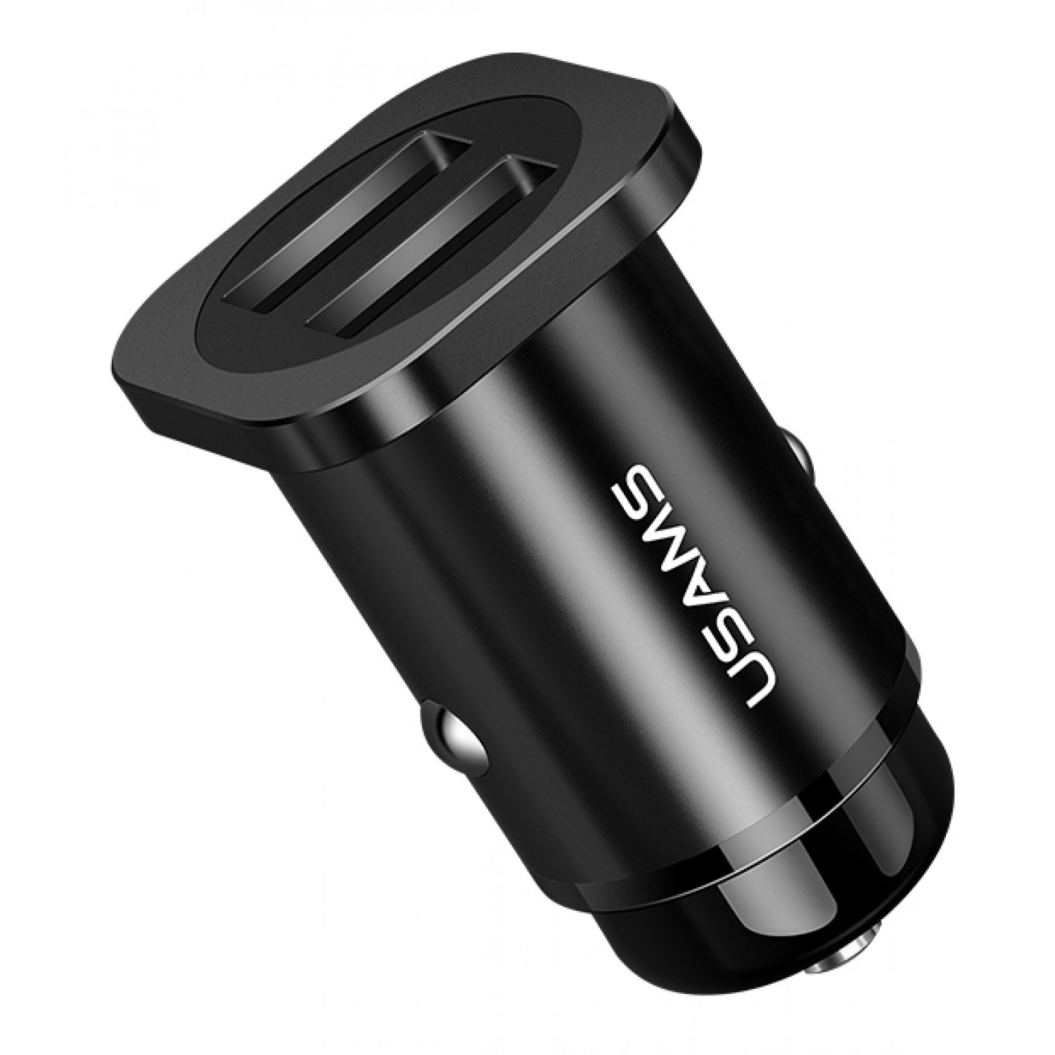 USAMS φορτιστής αυτοκινήτου C7, 2x USB, 4.8A, μεταλλικός, μαύρος