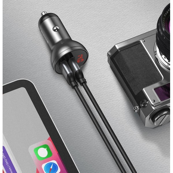 BASEUS φορτιστής αυτοκινήτου CCBX-0G, 2x USB, 4.8A 24W, μαύρο