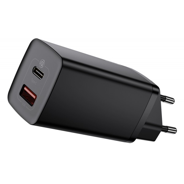 BASEUS φορτιστής τοίχου CCGAN2L-B01, 1x USB, 1x USB Type-C, 65W, μαύρος BASEUS φορτιστής τοίχου CCGAN2L-B01, 1x USB, 1x USB Type-C, 65W, μαύρος