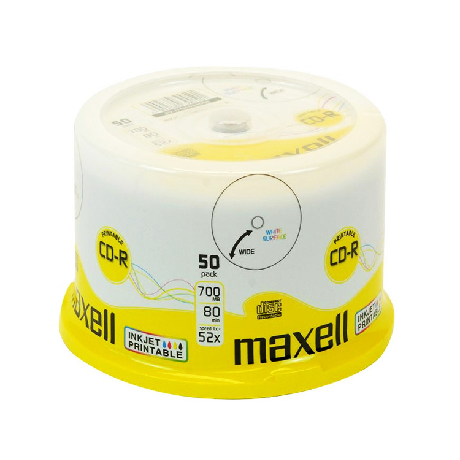 MAXELL CD-R 80min 700mb 52x 50spindle pack Printable FF MAXELL CD-R 80min 700mb 52x 50spindle pack Printable FF