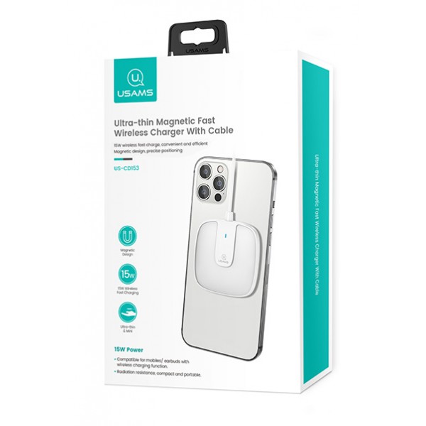 USAMS ασύρματος φορτιστής US-CD153, 15W, fast charge, λευκός