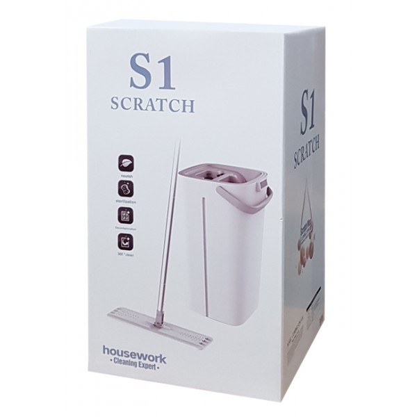 Σετ κουβάς & παρκετέζα με μικροΐνες CLN-0001, 22 x 21.5 x 38.5cm, λευκό