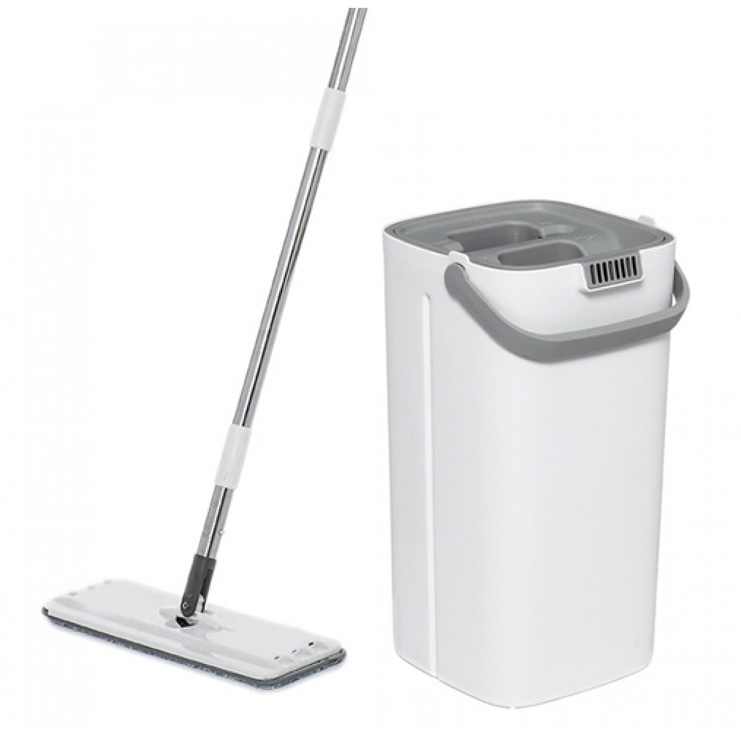 Σετ κουβάς & παρκετέζα με μικροΐνες CLN-0001, 22 x 21.5 x 38.5cm, λευκό