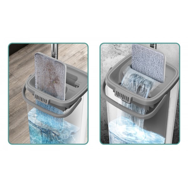 Σετ κουβάς & παρκετέζα με μικροΐνες CLN-0001, 22 x 21.5 x 38.5cm, λευκό